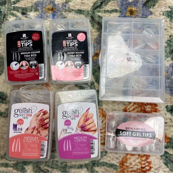 GEL-X NAIL EXTENSIONS LOT assorted shapes and sizes clear gelish - Picture 1 of 8